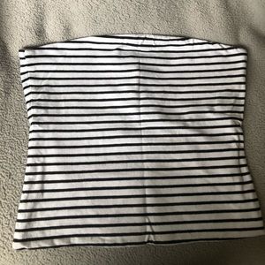 Strapless striped cropped top